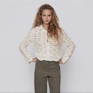 Zara Crochet Knit Cardigan with Jewel Buttons